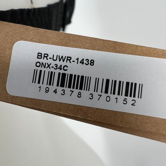 Skims Silk Balconette Romance Bralette Bra 34C NEW Onyx Black Sheer Tie Front - Picture 10 of 11